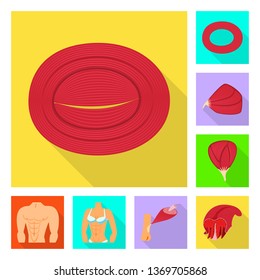 Isolated object of muscle and cells logo. Collection of muscle and anatomy stock vector illustration.