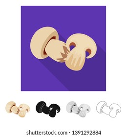 Isolated object of mushroom  and champignon sign. Set of mushroom  and slice   stock vector illustration.