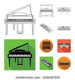 Isolated object of music and piano logo. Collection of music and song stock vector illustration.