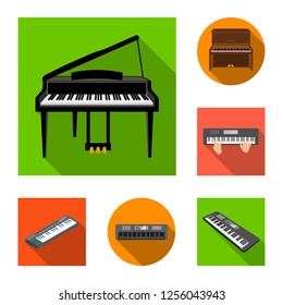 Isolated object of music and piano symbol. Collection of music and song stock symbol for web.