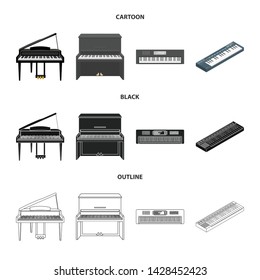 Isolated object of music and piano symbol. Set of music and song stock symbol for web.