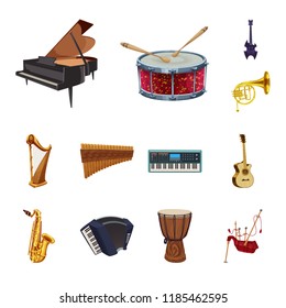 Isolated object of music and tune icon. Set of music and tool stock vector illustration.