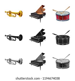 Isolated object of music and tune icon. Collection of music and tool vector icon for stock.