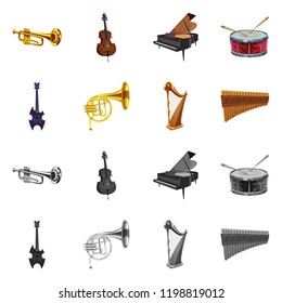 Isolated object of music and tune icon. Set of music and tool stock vector illustration.