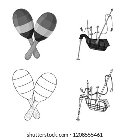 Isolated object of music and tune icon. Set of music and tool stock symbol for web.