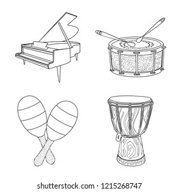 Isolated object of music and tune icon. Set of music and tool vector icon for stock.