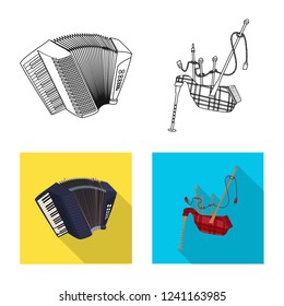 Isolated object of music and tune icon. Set of music and tool vector icon for stock.