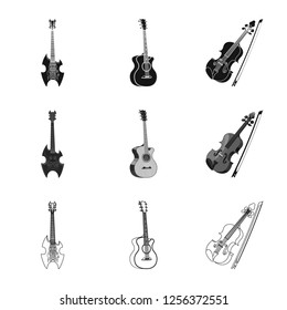Isolated object of music and tune icon. Set of music and tool stock vector illustration.