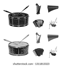 Isolated object of music and tune icon. Set of music and tool vector icon for stock.