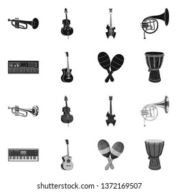 Isolated object of music and tune icon. Set of music and tool stock symbol for web.