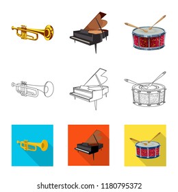 Isolated object of music and tune logo. Collection of music and tool vector icon for stock.