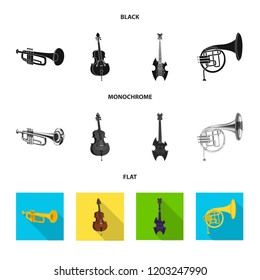 Isolated object of music and tune logo. Collection of music and tool vector icon for stock.
