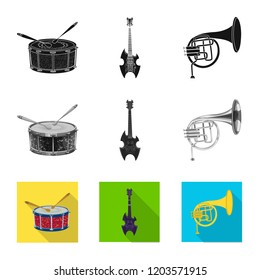 Isolated object of music and tune logo. Collection of music and tool stock vector illustration.