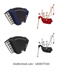 Isolated object of music and tune logo. Set of music and tool stock symbol for web.