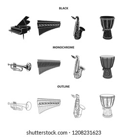 Isolated object of music and tune logo. Collection of music and tool stock symbol for web.