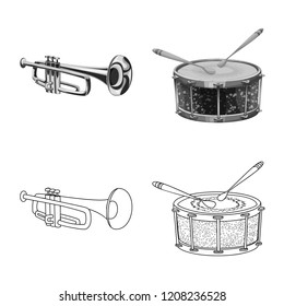 Isolated object of music and tune logo. Set of music and tool stock vector illustration.
