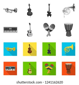 Isolated object of music and tune logo. Set of music and tool stock symbol for web.