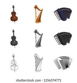 Isolated object of music and tune logo. Set of music and tool stock vector illustration.