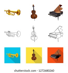 Isolated object of music and tune logo. Collection of music and tool stock symbol for web.