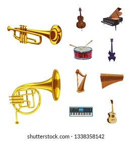 Isolated object of music and tune logo. Collection of music and tool stock symbol for web.