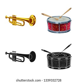 Isolated object of music and tune logo. Set of music and tool vector icon for stock.