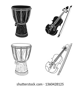 Isolated object of music and tune logo. Set of music and tool stock vector illustration.
