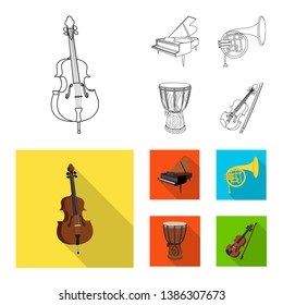 Isolated object of music and tune logo. Set of music and tool stock symbol for web.