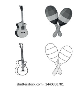 Isolated object of music and tune logo. Set of music and tool stock symbol for web.