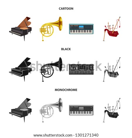 Isolated object of music and tune logo. Collection of music and tool stock symbol for web.