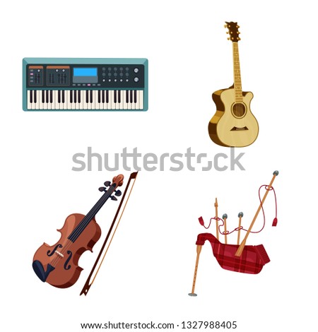 Isolated object of music and tune logo. Set of music and tool vector icon for stock.
