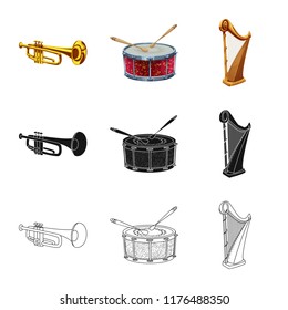 Isolated object of music and tune sign. Collection of music and tool vector icon for stock.