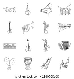 Isolated object of music and tune sign. Collection of music and tool stock vector illustration.