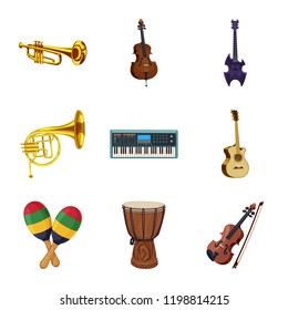 Isolated object of music and tune sign. Set of music and tool vector icon for stock.