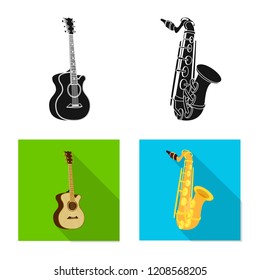 Isolated object of music and tune sign. Set of music and tool vector icon for stock.