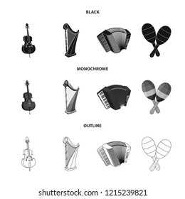 Isolated object of music and tune sign. Set of music and tool stock symbol for web.
