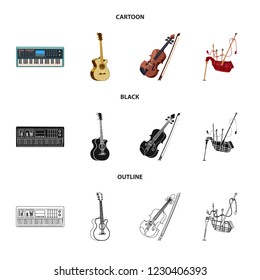 Isolated object of music and tune sign. Collection of music and tool stock symbol for web.