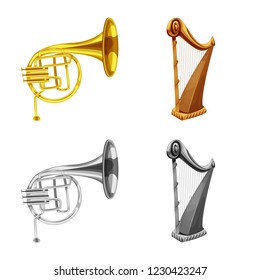Isolated object of music and tune sign. Set of music and tool stock vector illustration.