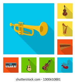 Isolated object of music and tune sign. Set of music and tool stock symbol for web.