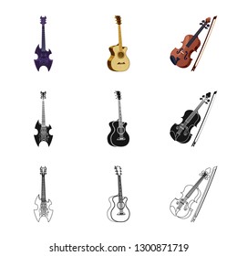 Isolated object of music and tune sign. Collection of music and tool stock symbol for web.