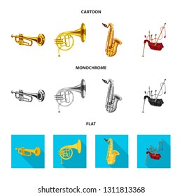 Isolated object of music and tune sign. Collection of music and tool stock symbol for web.