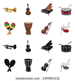 Isolated object of music and tune sign. Collection of music and tool stock vector illustration.