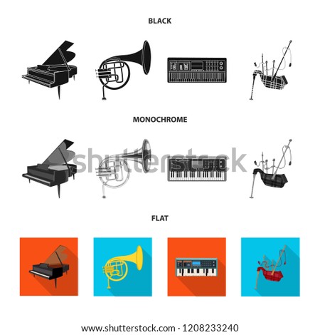 Isolated object of music and tune sign. Collection of music and tool stock vector illustration.