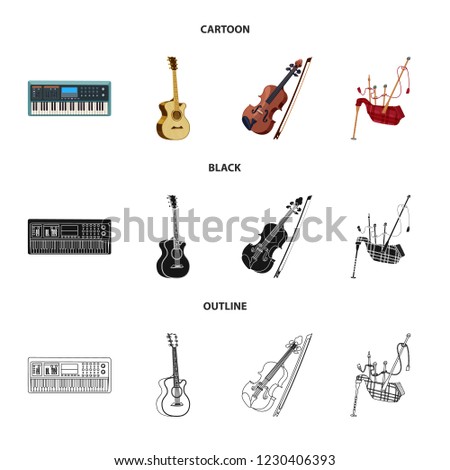 Isolated object of music and tune sign. Collection of music and tool stock symbol for web.