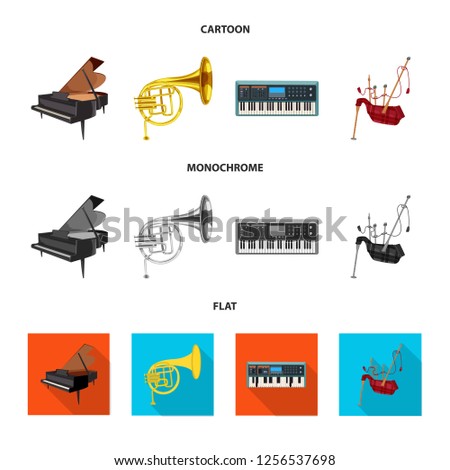 Isolated object of music and tune sign. Set of music and tool stock vector illustration.