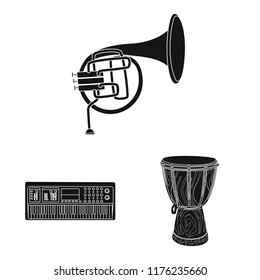 Isolated object of music and tune symbol. Collection of music and tool vector icon for stock.