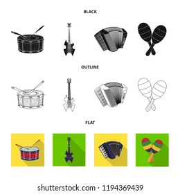 Isolated object of music and tune symbol. Collection of music and tool vector icon for stock.