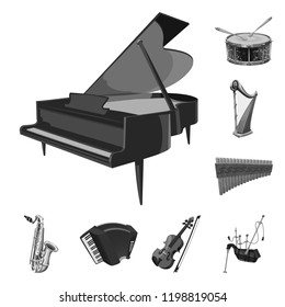Isolated object of music and tune symbol. Set of music and tool stock vector illustration.