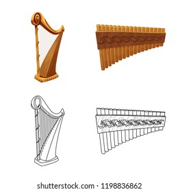 Isolated object of music and tune symbol. Set of music and tool vector icon for stock.