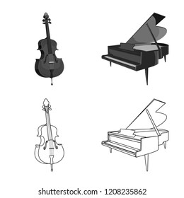 Isolated object of music and tune symbol. Set of music and tool stock symbol for web.