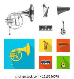 Isolated object of music and tune symbol. Set of music and tool vector icon for stock.